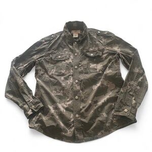 True religion camo green y2k  button down long sleeve shirt men size L casual